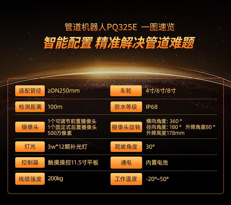 普奇PQ325E市政管网检测机器人参数