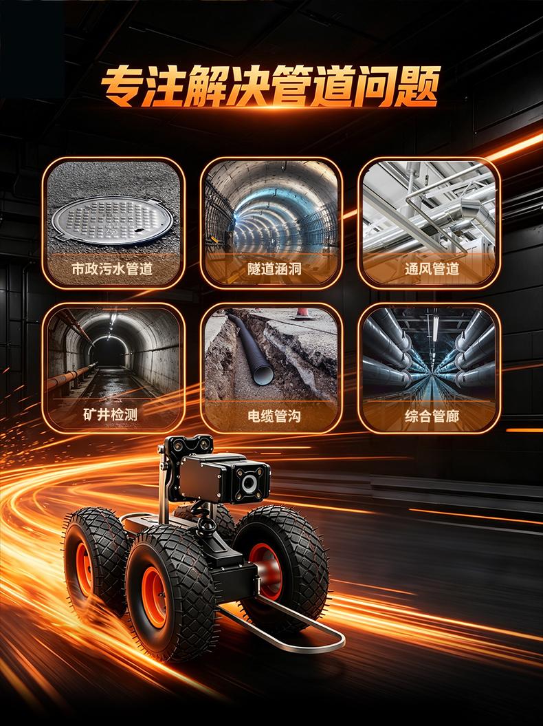 普奇PQ325E市政管网检测机器人解决管道问题